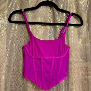Sofia Intimates Bright Pink Magenta Fuchsia Mesh Corset Bustier XS
